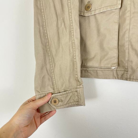 Madewell Women’s Tan Cropped Cargo Jacket with a pockets Zip Up LIKE NEW size M - Picture 4 of 8